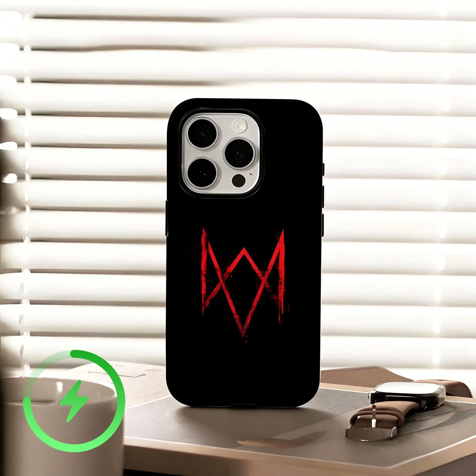 Фото Глянцевый магнитный чехол для iPhone 17, 16, 16e, 15, 14, 13, 12 Plus Pro Max с дизайном Dedsec из игры Watch Dogs 2 №2