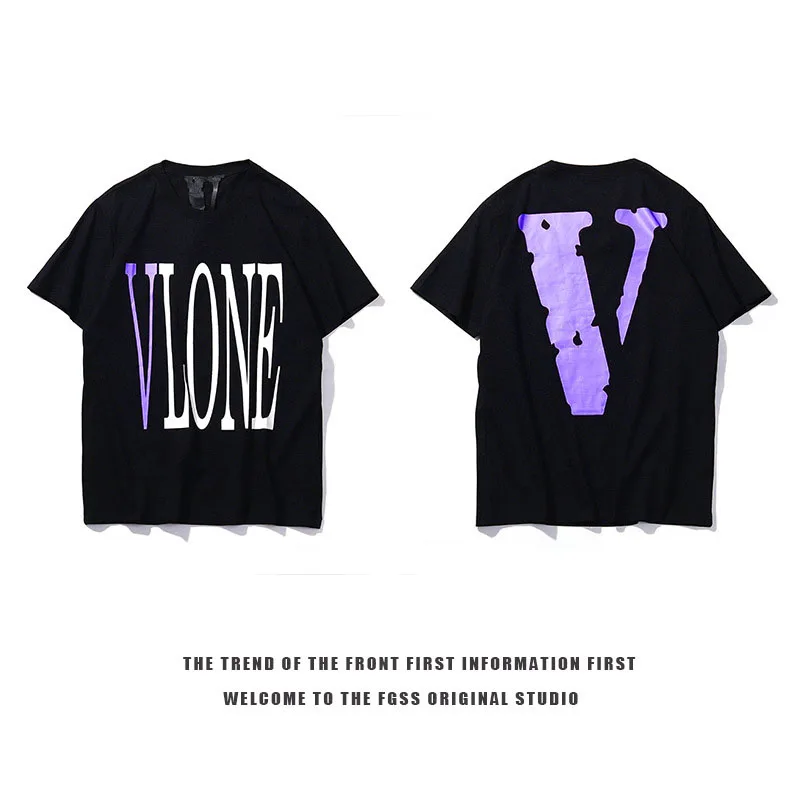 Уличная одежда VLONE с коротким рукавом для мужчин и женщин свободная парная