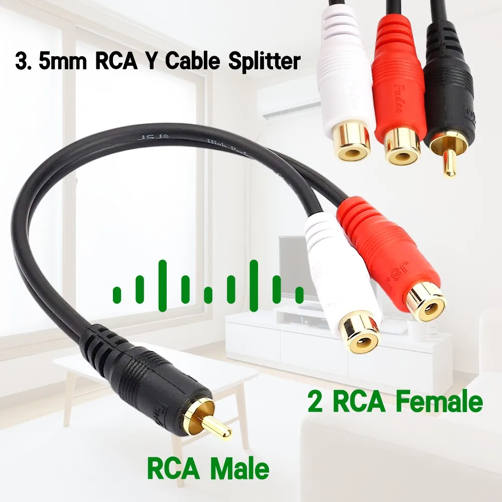 Cable Connectors Rca Y-cable Splitter Adapter Extension Cord