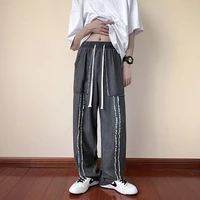 summer ice silk men pants oversized joggers 2022 korean fashion straight trousers streetwear casual sweatpants