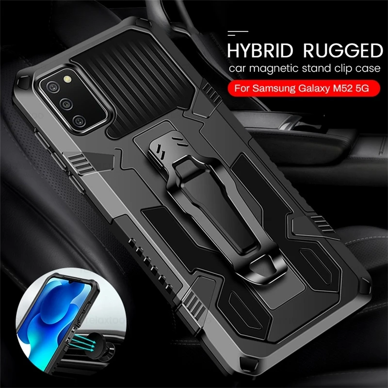 

car magnetic suction holder clip phone covers case for samsung galaxy m52 5g m 52 2021 SM-M526BR/DS 6.7" armor shockproof coque