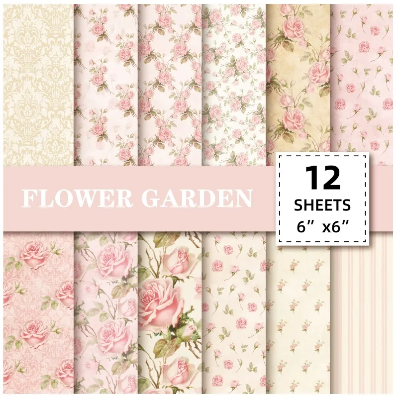 

12 Pcs/set 15*15cm Craft Paper Flower Garden Series Handmade DIY Paper-cut Material, Colourful Decorative Paper, Gift Paper