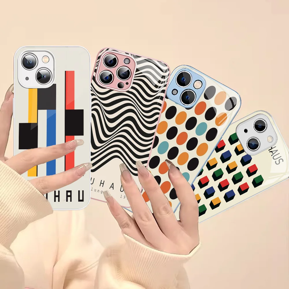 Выставочный чехол для телефона Bauhaus IPhone 14 13 12 Mini 11 Pro XS Max X XR Plus из закаленного