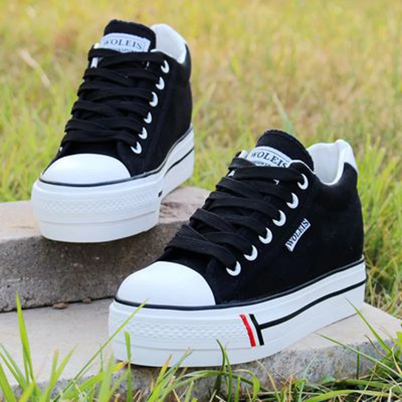 2023 Autumn New Women Spring Platform Wedge Canvas Fashion Trainers Female Sneakers Casual Ladies Sports Shoes Heel Thick Bottom