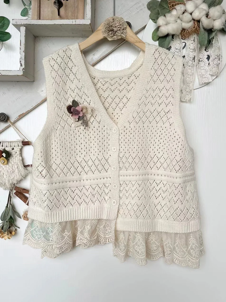Осенний новый милый свитер с v-образным вырезом жилет женские однобортные