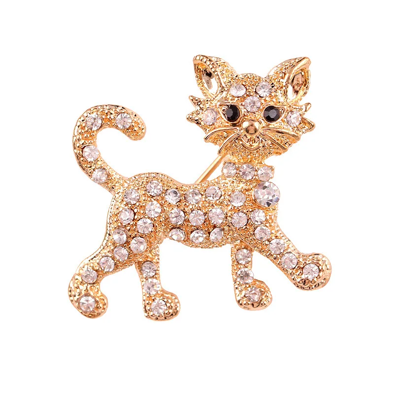 

Pretty Animal Brooches Rose Gold and Platinum Plated Full Shining Crystal Brooch Golden Cat's Eye Brooch Pins Hoilday Gifts