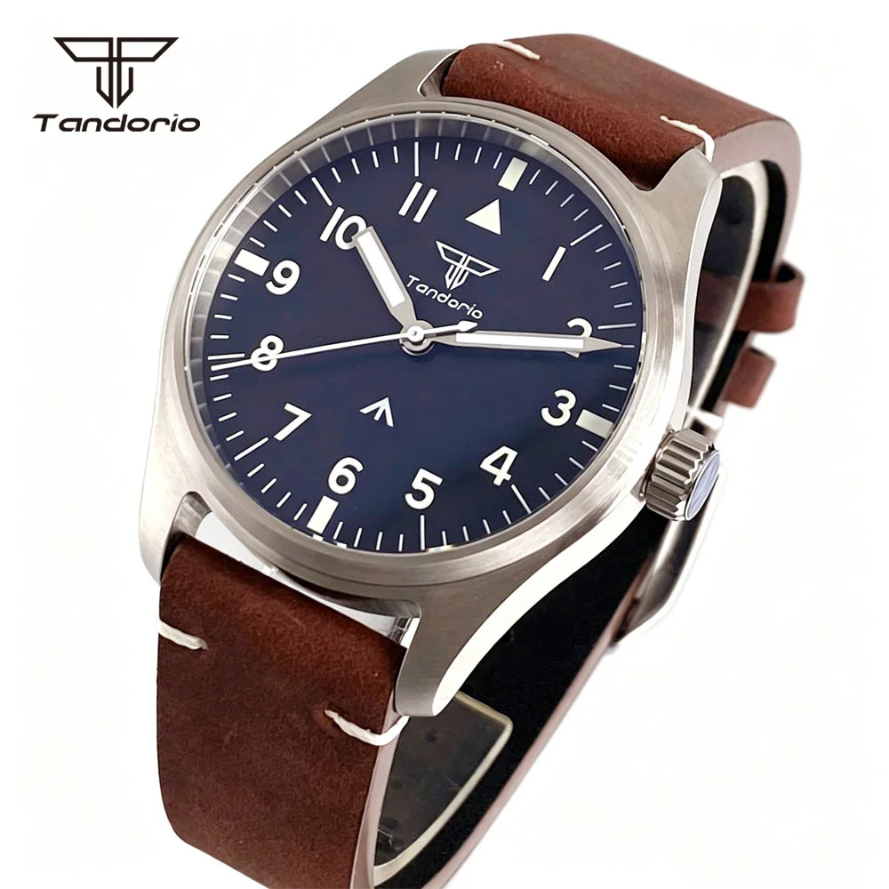Фото Часы Tandorio Pilot Aviator 39 мм с сапфировым стеклом, светящимся циферблатом, автоматическим механизмом NH35/Asia2824 или кварцевым механизмом VH31, водонепроницаемость 20 бар, дайверские наручные часы. №5