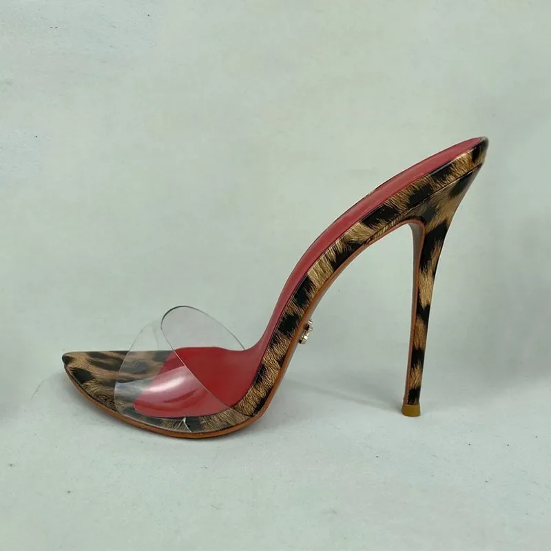 Arden Furtado летние остроконечные прозрачные тапочки из ПВХ с леопардовым принтом