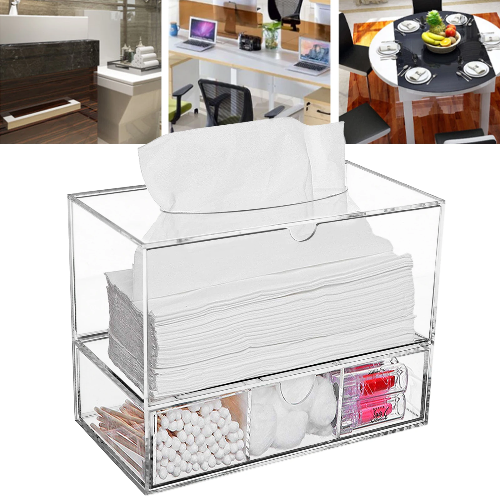 

Acrylic Tissue Box Napkins Organizer Tissue Holder Case Transparent Storage Box Home Decoration Tool