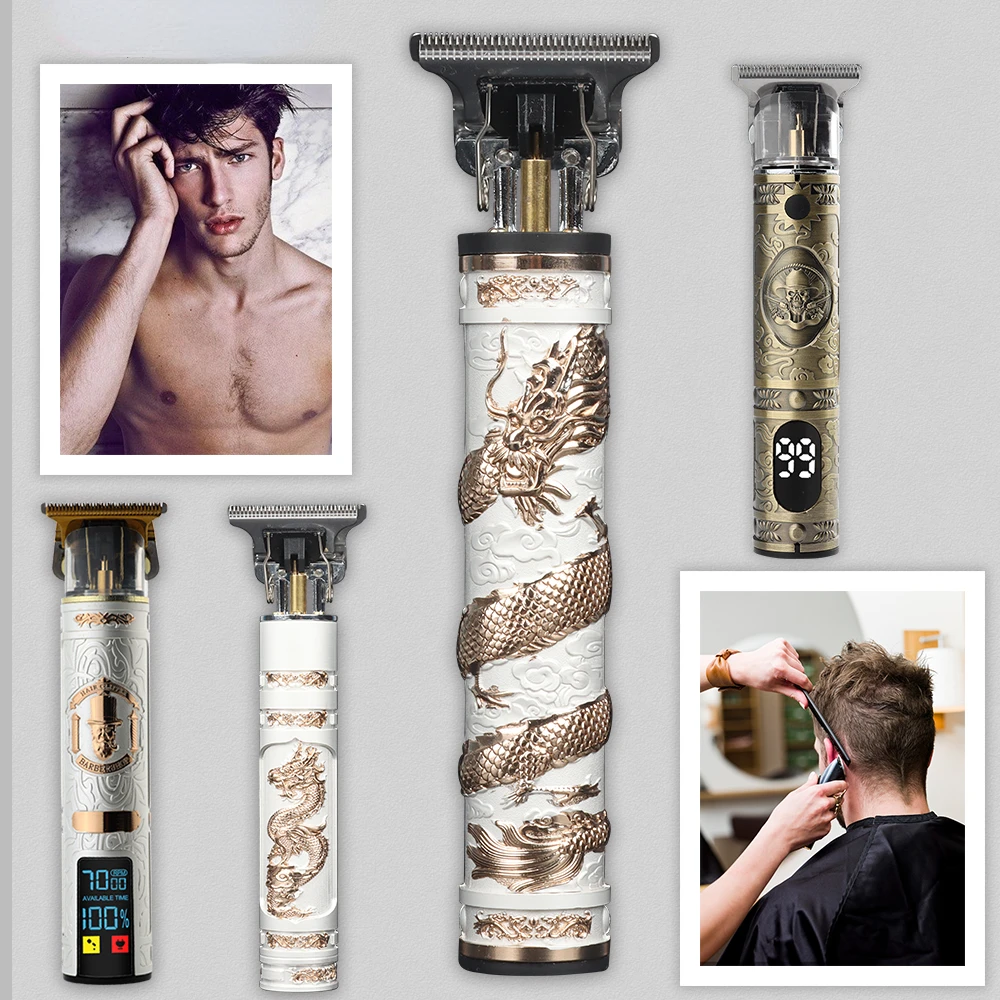 

Машинка для стрижки волос New in T9, профессиональный триммер для мужчин, машинка для парикмахерской с болдугой 0 мм, беспроводная электробритв...