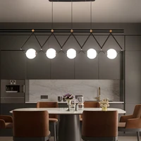 black or gold led chandelier dining room coffee shop modern long pendant lamp creative restaurant bar multi head hanging light