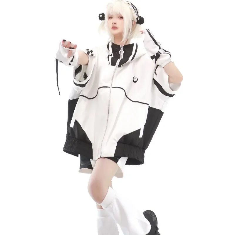 Женская свободная куртка Hikigawa повседневная спортивная контрастных цветов на