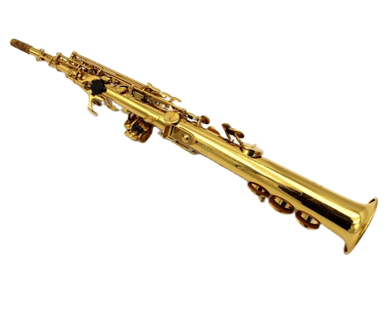 

music gold lacquer straight Soprano Saxophone with two necks