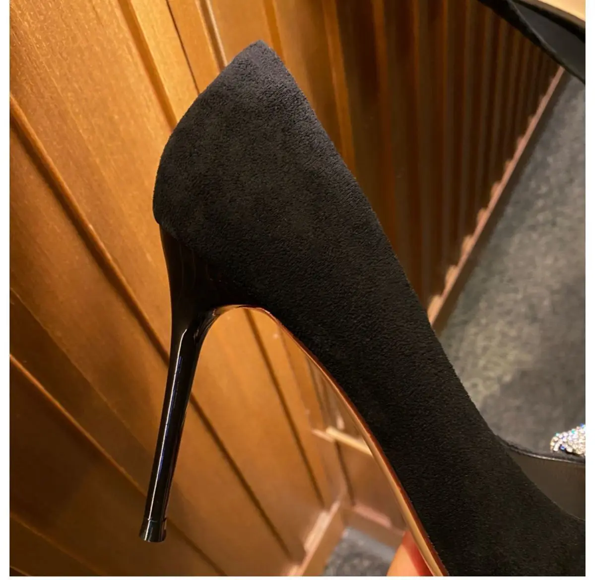 2022 New Women Pumps Luxury Rhinestone Chain Pointed Toe Shallow Mouth Stiletto Spring Summer Black Party Dress Shoes Heel