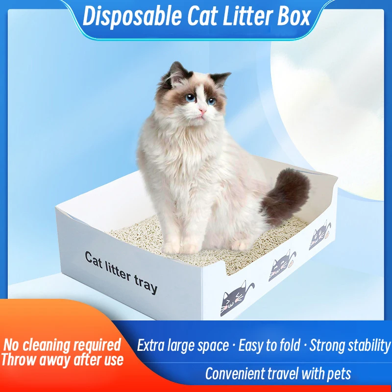 

Disposable Paper Litter Box Convenient Camping Quick Travel Out Large Space Easy to Carry Comfortable Folding Cat Litter Box