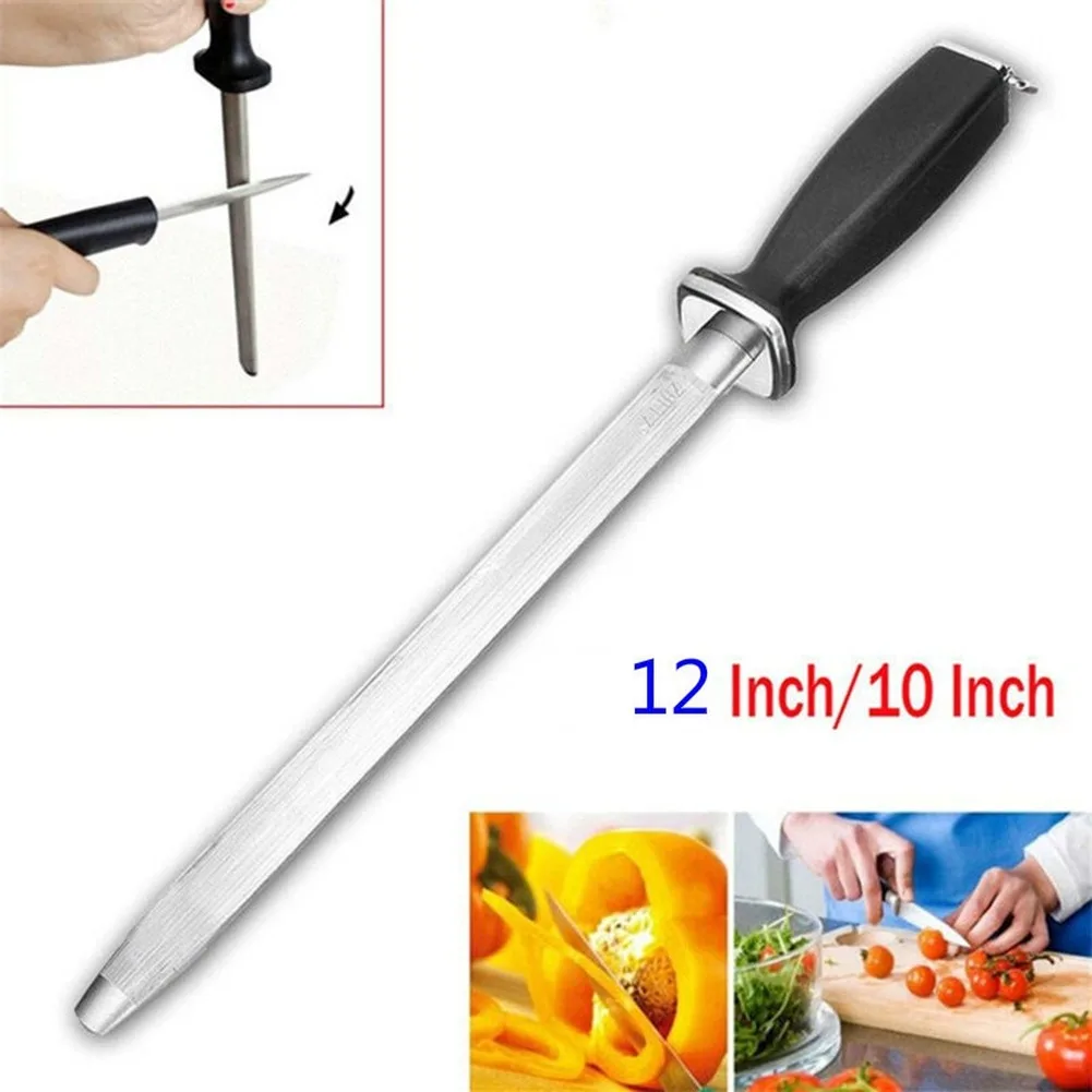 

10/12'' Professional Chef Knife Sharpener Rod Diamond Sharpening Stick Honing Steel For Kitchen Knife And Stainless Steel Knives