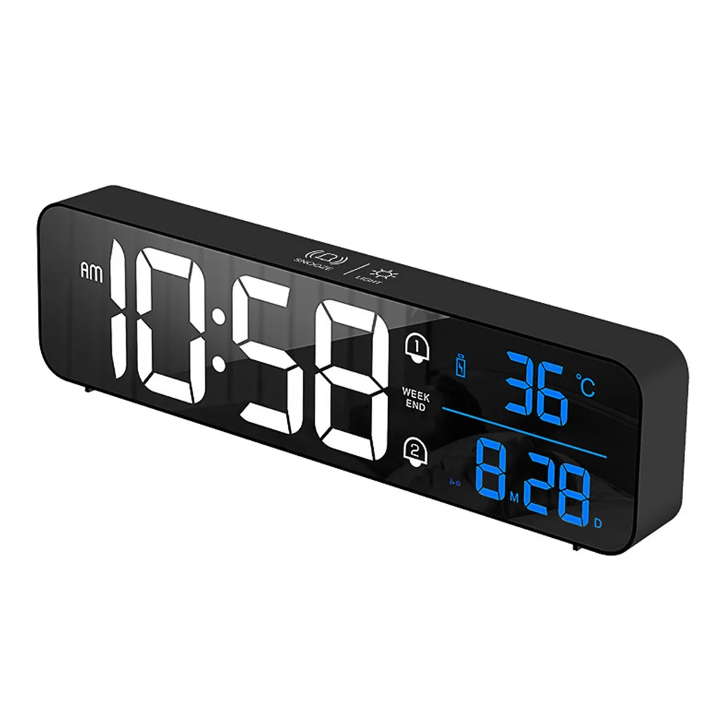 

New Music LED Digital Alarm Clock Temperature Date Display Desktop Mirror Clocks Home Table Decoration Electronic Clock 2000 MAh