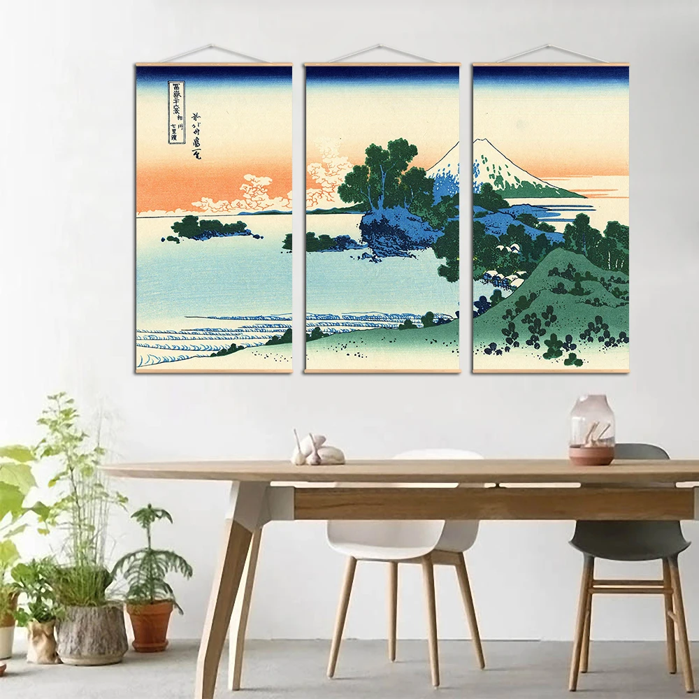

Japanese Ukiyoe Kanagawa Surf Canvas Scroll Poster Painting Abstract Landscape Wall Pictures For Living Room Scroll Printing