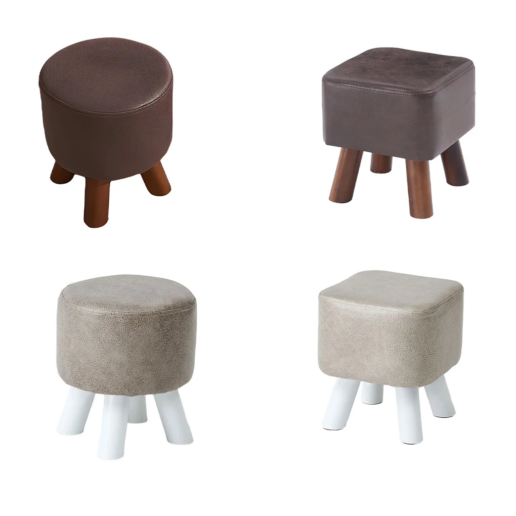 

Home Furniture Ottoman Wood Stool Fabric Sqaure For Household Living Room Sofa Bench Doorway Garden Shoes Wearings