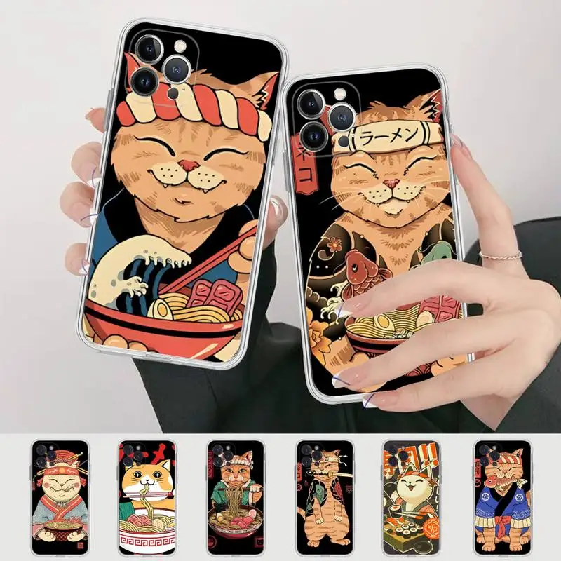 

Ramen Japan Cat Phone Case for iPhone 8 7 6 6S Plus X SE 2020 XR XS 14 11 12 13 Mini Pro Max Mobile Case