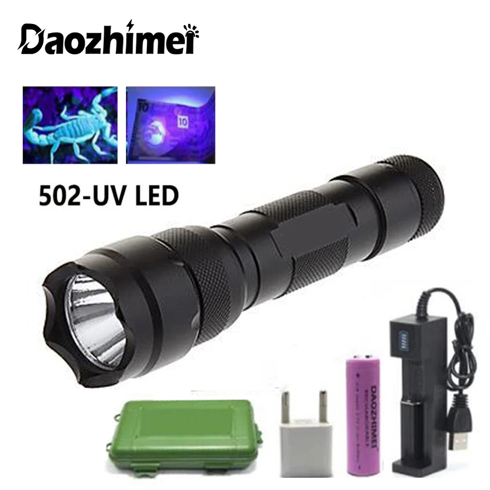 

395nm UV Lamp LED Rechargeable Ultraviolet Flashlight Portable Mini UV LED Torch Blacklight Scorpion UV Light Pet Urine Detector