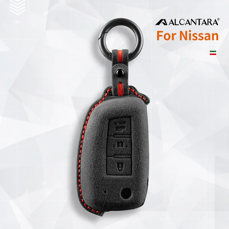 

Alcantara Car Remote Key Case Cover Shell For Nissan Qashqai J11 Juke Xtrail Sunny Cefiro A32 Keychain