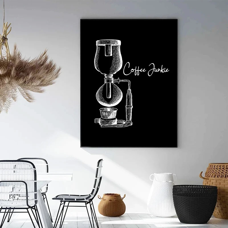 Плакаты в современном минималистском стиле с изображением кофейных зерен и