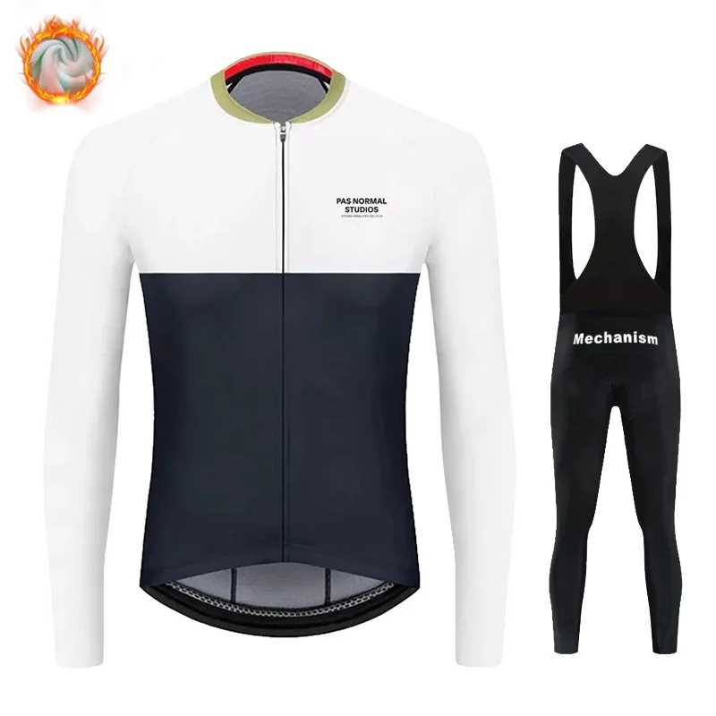 

2023 Winter PAS NORMAL STUDIOS Ropa Ciclism PNS Winter Men's Long Sleeve Thermal Fleece Jersey Comfortable Cycling Clothing Set