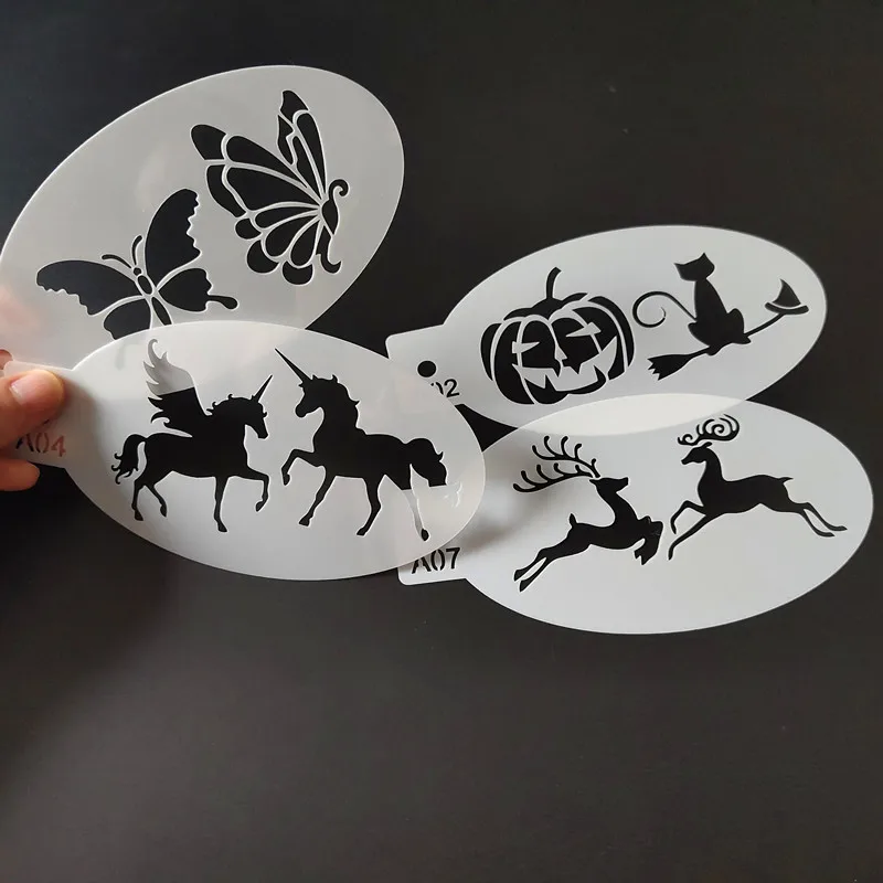

3PCS Face Painting Stencils Snowflake Pumpkin Unicorn Birthday Party DIY Temporary Tattoos Reusable