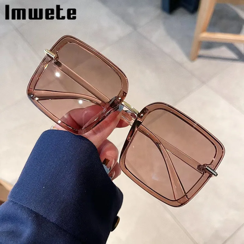 

Imwete 2022 Square Sunglasses Women Vintage Overszied Goggles Men UV400 Fashion Sqaure Gradient Eyewear Outdoors Shades for Lady