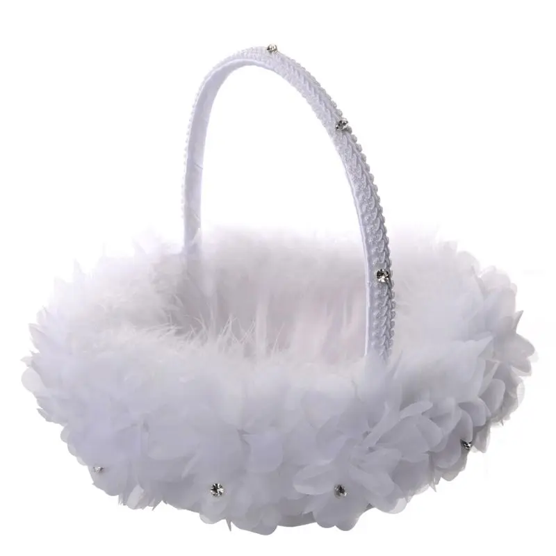 

23cm Lace flower Girls Basket Wedding Basket for Flower Basket for Flower Bride/Kids Hand Held Wedding Ceremony party decoration