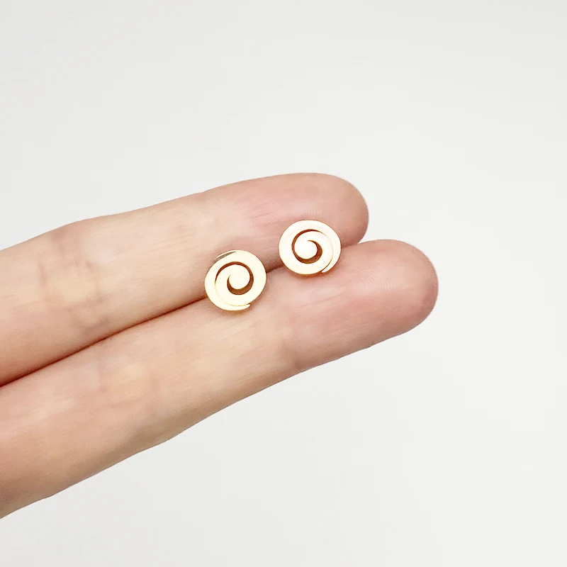 

Korean Style Small Flower 8mm Stud Earrings Simple Silver Color Rose Gold Plated Piercing Jewelry For Women Female Daily Wears