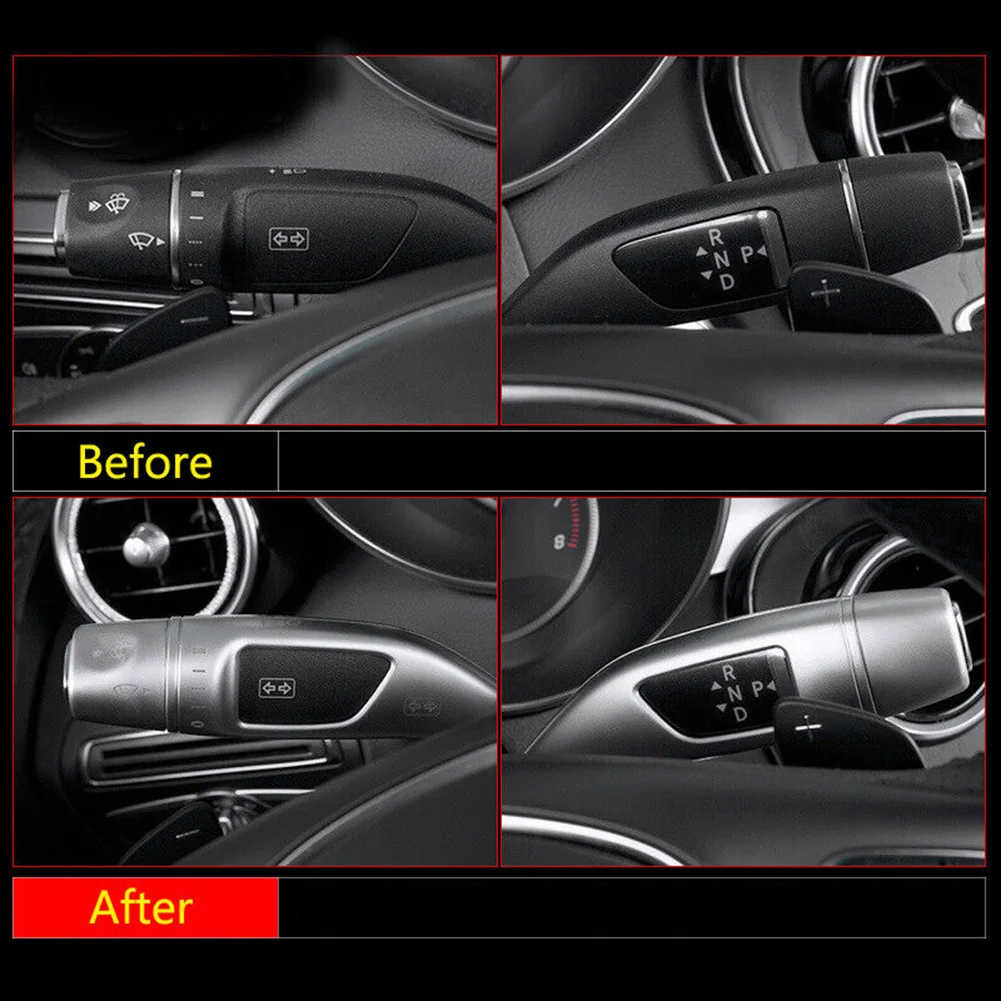 

Decorations Shift Lever Cover 3 Pcs Silver Wiper Shift Lever Car Chrome Shift Lever Cover Cruise Cover Durable