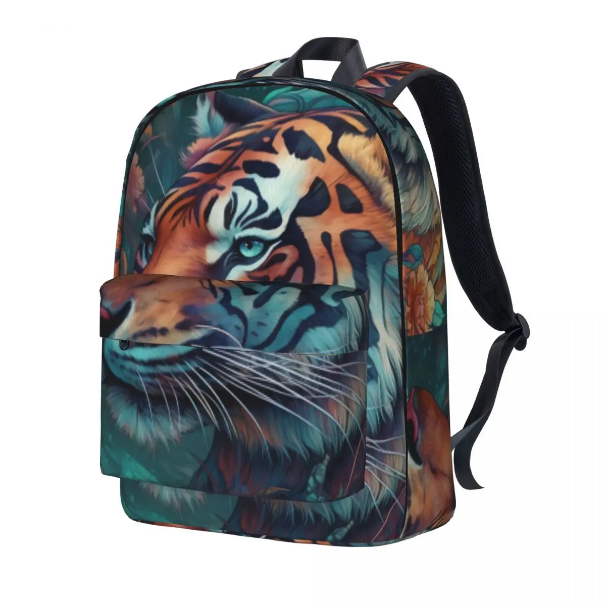 

Tiger Backpack Student Unisex Neon Color Flowers Print Backpacks Polyester Streetwear School Bags Outdoor Design Rucksack