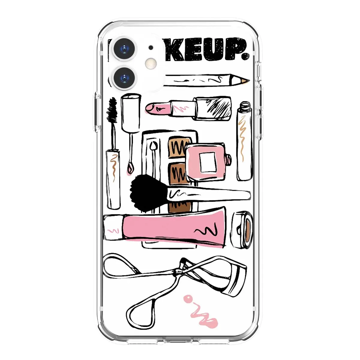 Дешевые силиконовые чехлы для телефонов-помада-красота-девушка-макияж-набор