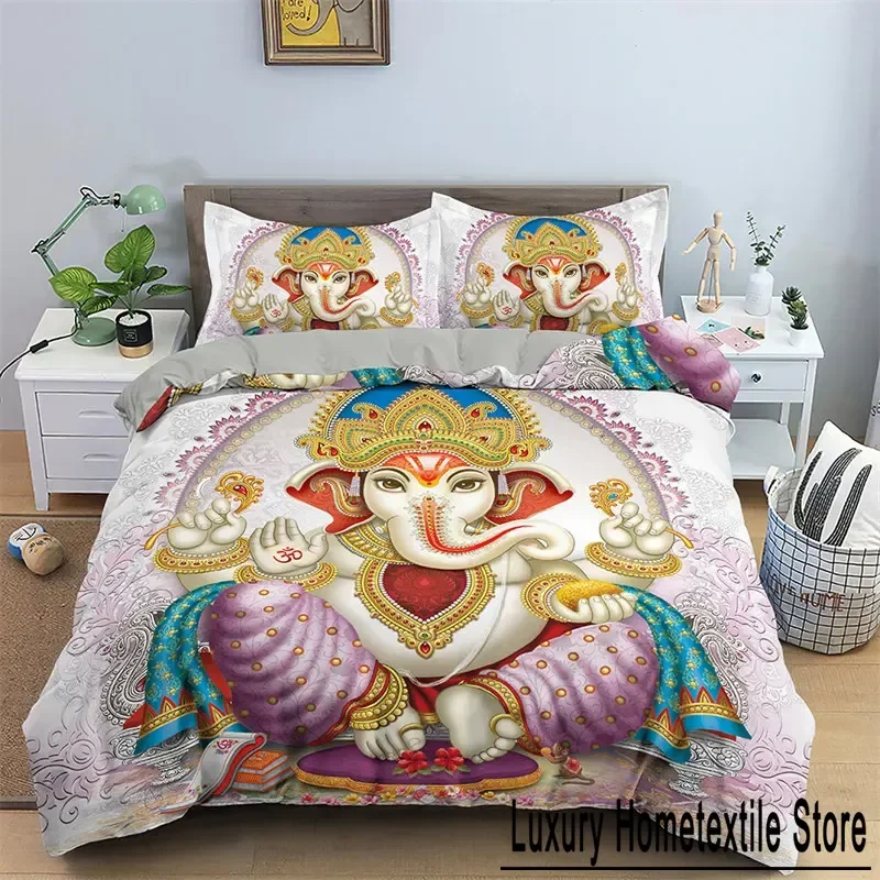 Lord Ganesha Indian Elephant Bohemia Mandala Bedding Set Boys Girls Twin Queen Size Duvet Cover Pillowcase Bed Kids Adult