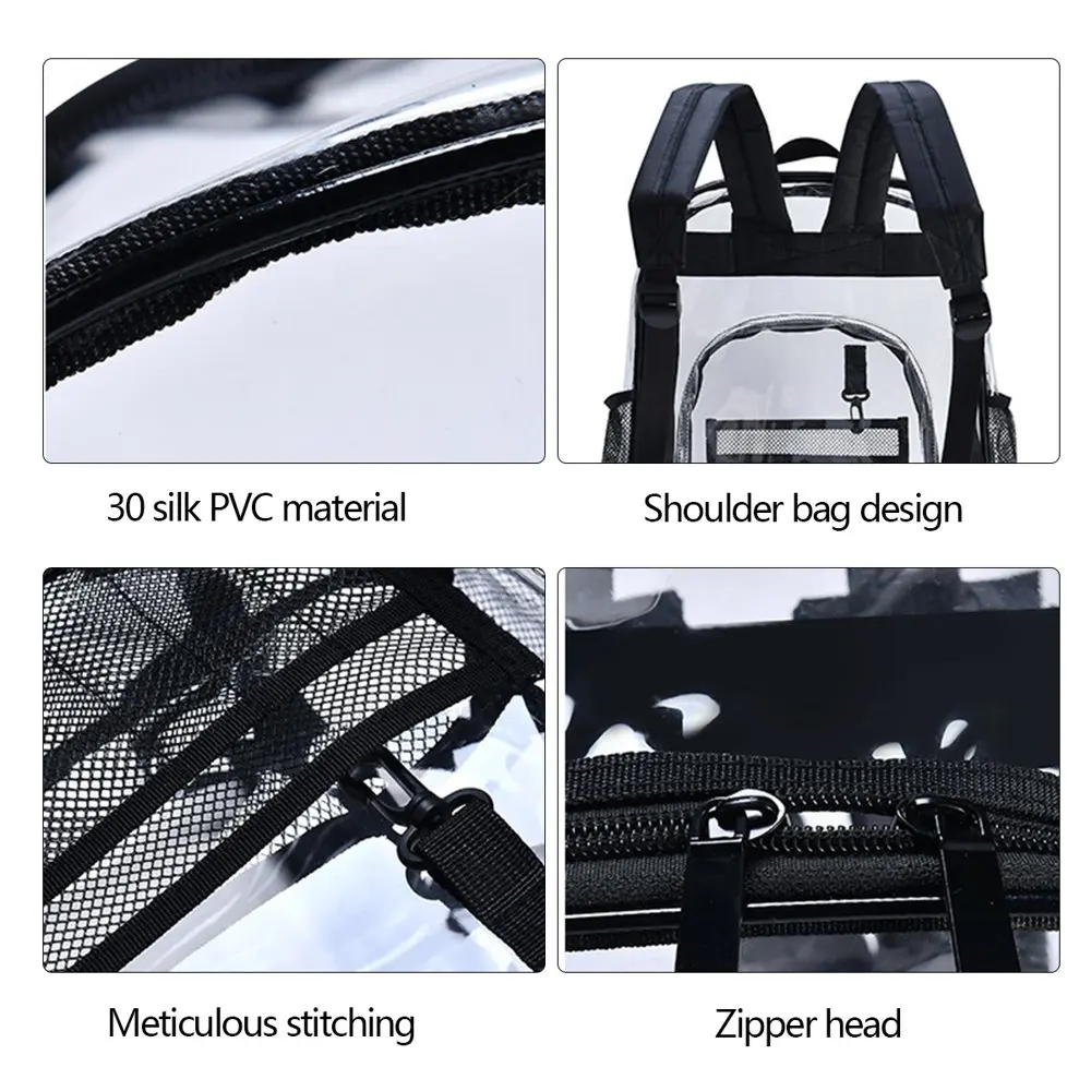 Clear Backpack,Waterproof Transparent Daypack Large Capacity for School Work Travel Casual Rucksack