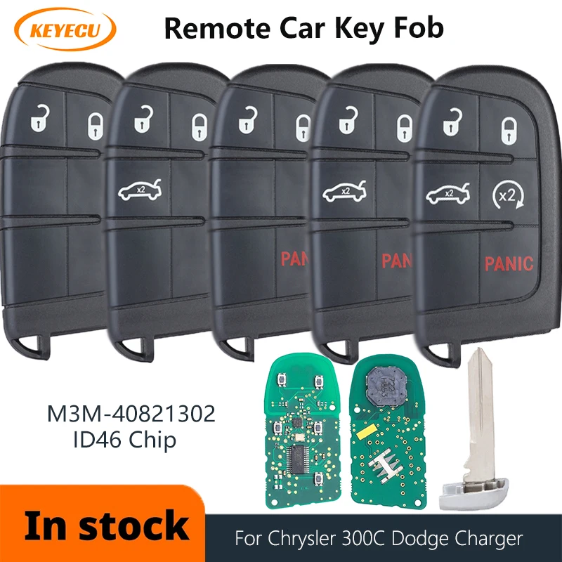 

KEYECU 433MHz ID46 M3N-40821302 Smart Remote Car Key Fob for Chrysler 300C Dodge Charger Journey Challenge Dart Durango