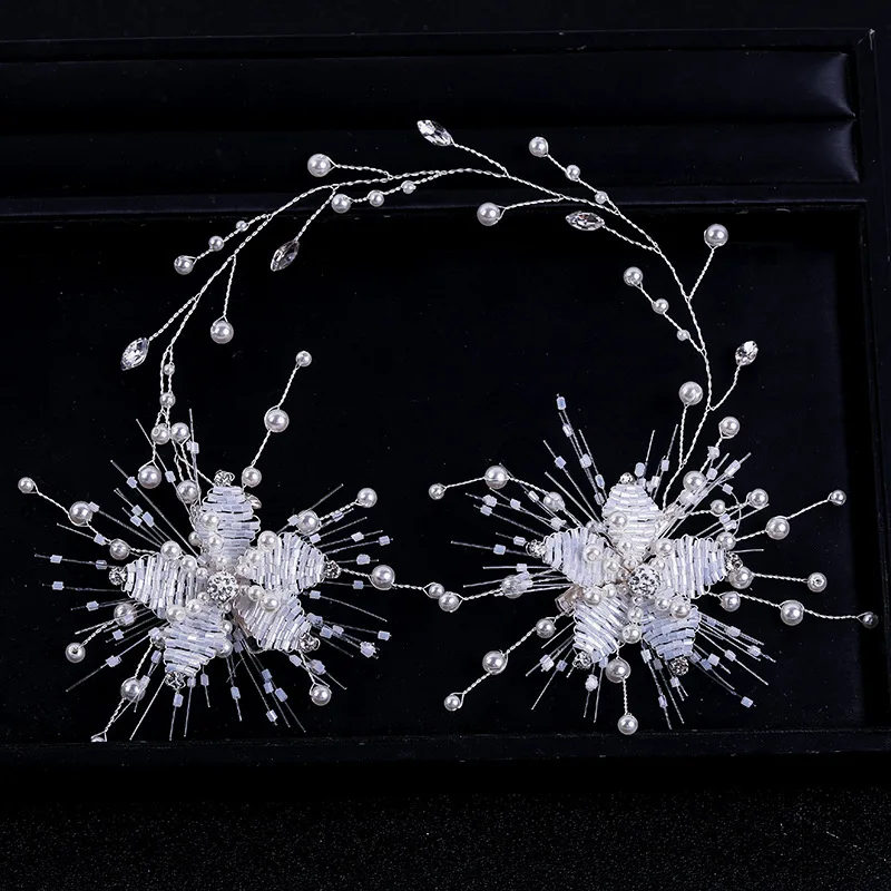 

Bridal jewelry pearl crystal flower hairpin headband wedding accessories