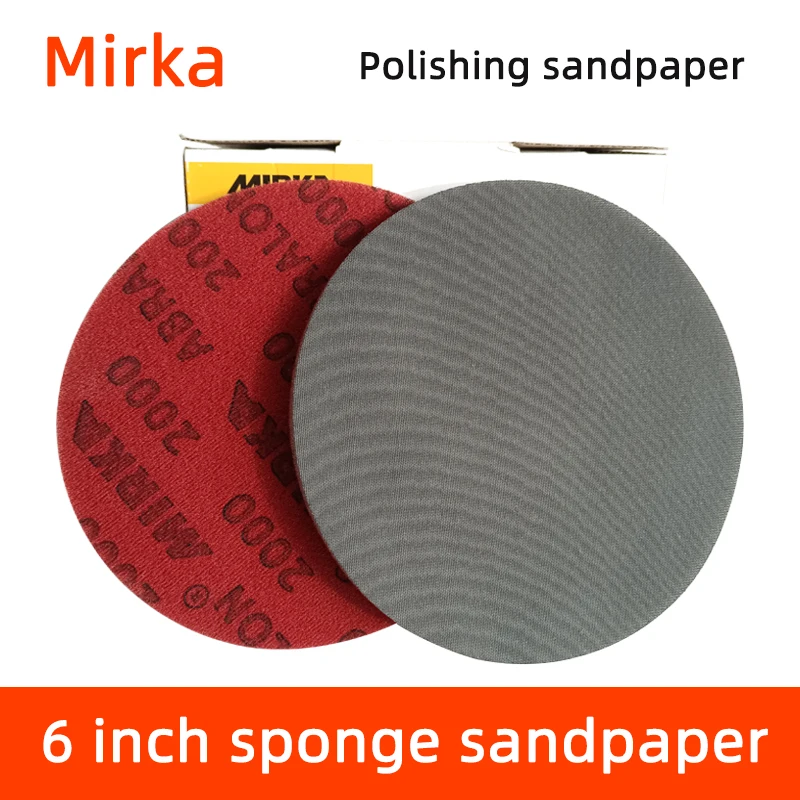 Finland Mirka 6-inch Sponge Sandpaper Round Flocking Pneumatic Polishing Sandpaper Diameter 150mm