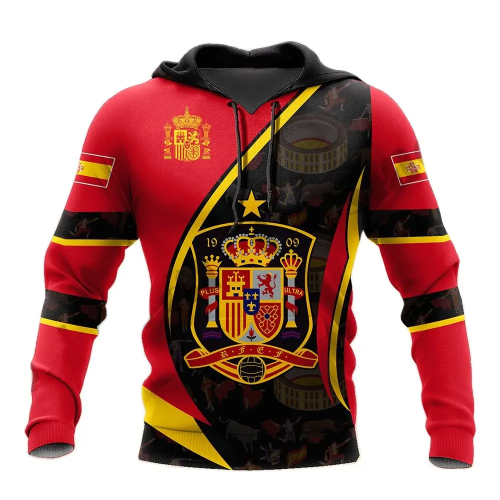 

Spanish Men's Hoodie Large Size Clothing Spanish National Emblem Printed Street Fashion Sweatshirt Oversized Men's Tops XXS-4XL