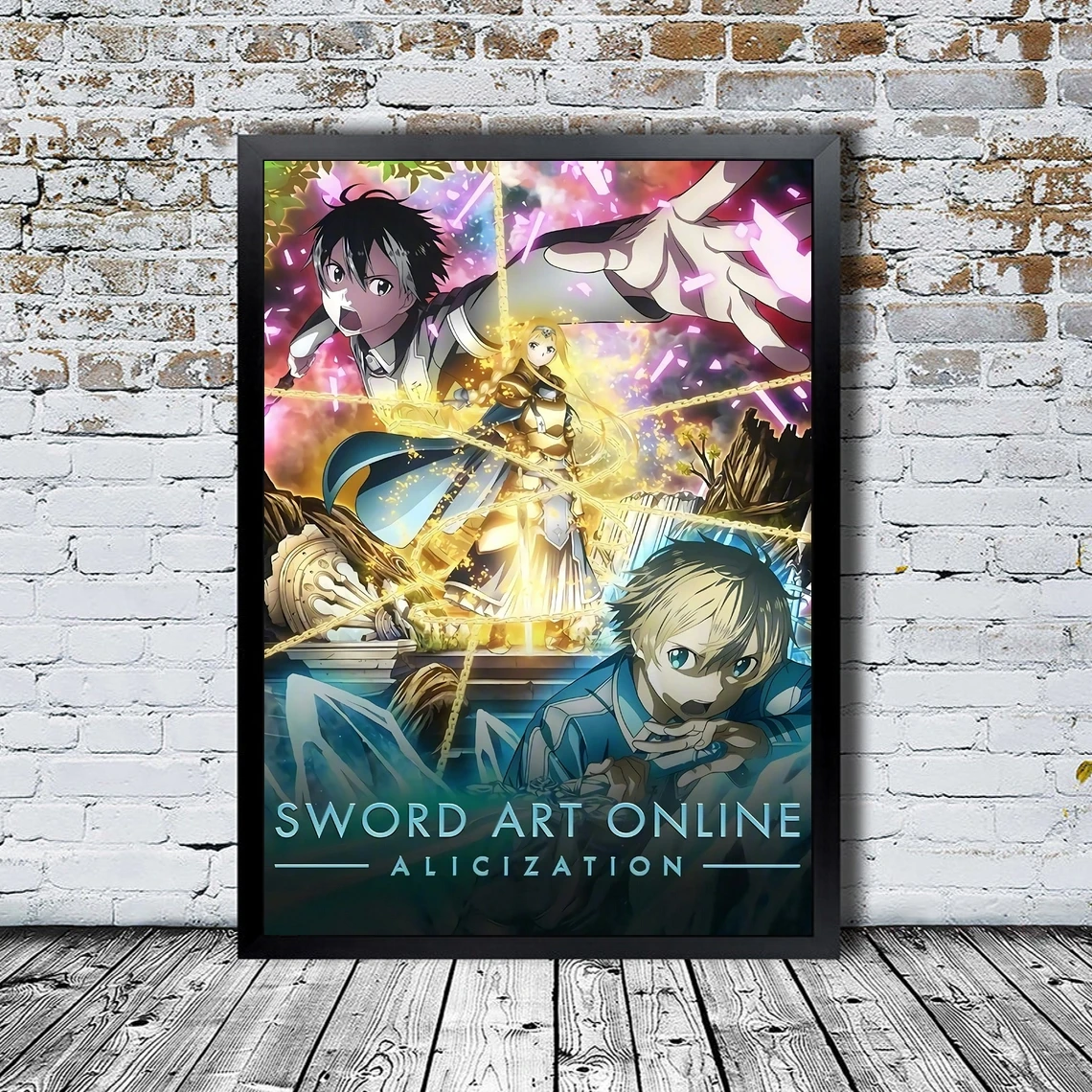 Меч искусство онлайн плакат японское аниме ТВ сериал холст печать настенная