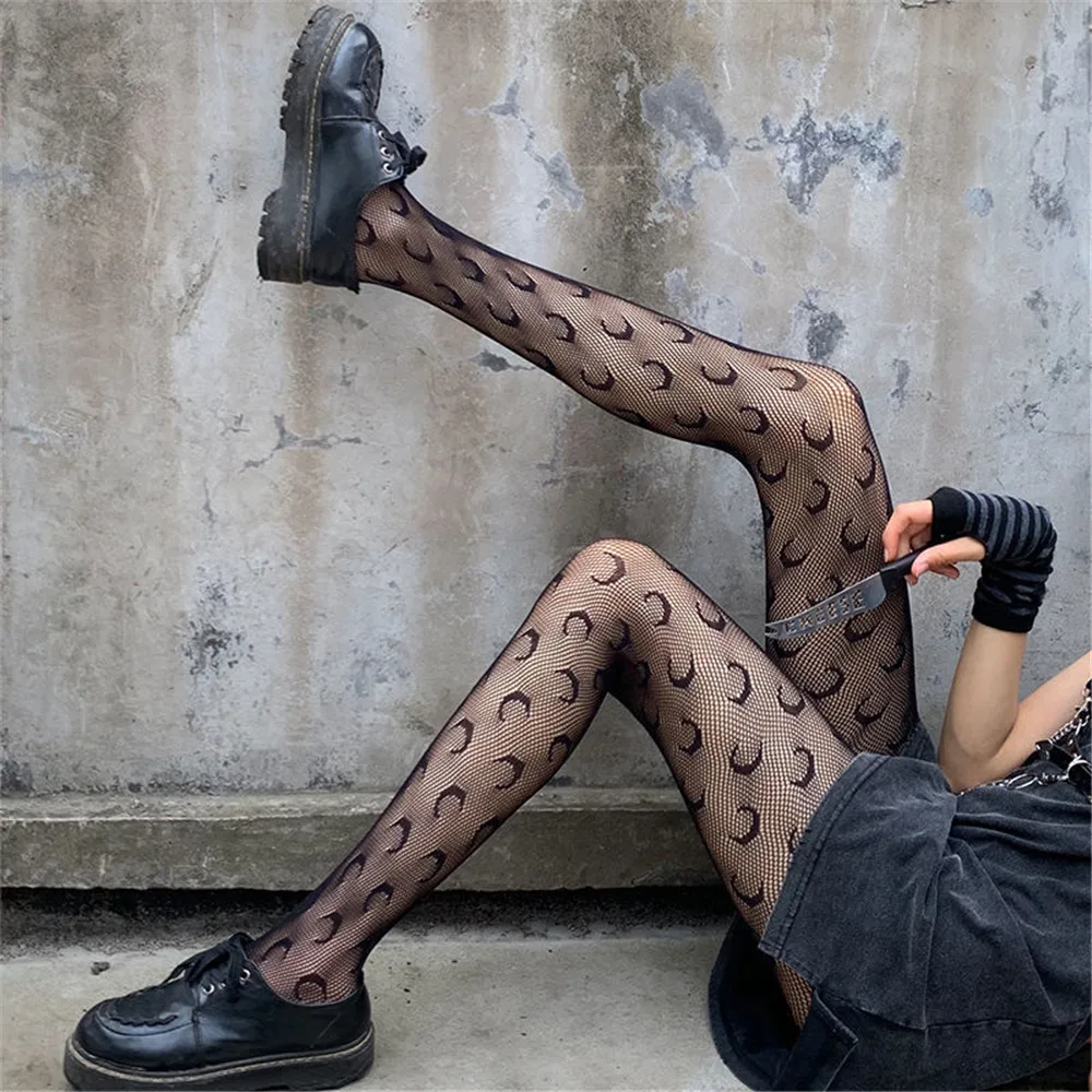 

Sexy Gothic Tights Pantyhose Women Fashion Punk Style Hole Fishnet Stockings Anime Lolita Thigh High Stocking Hollow Out Hosiery