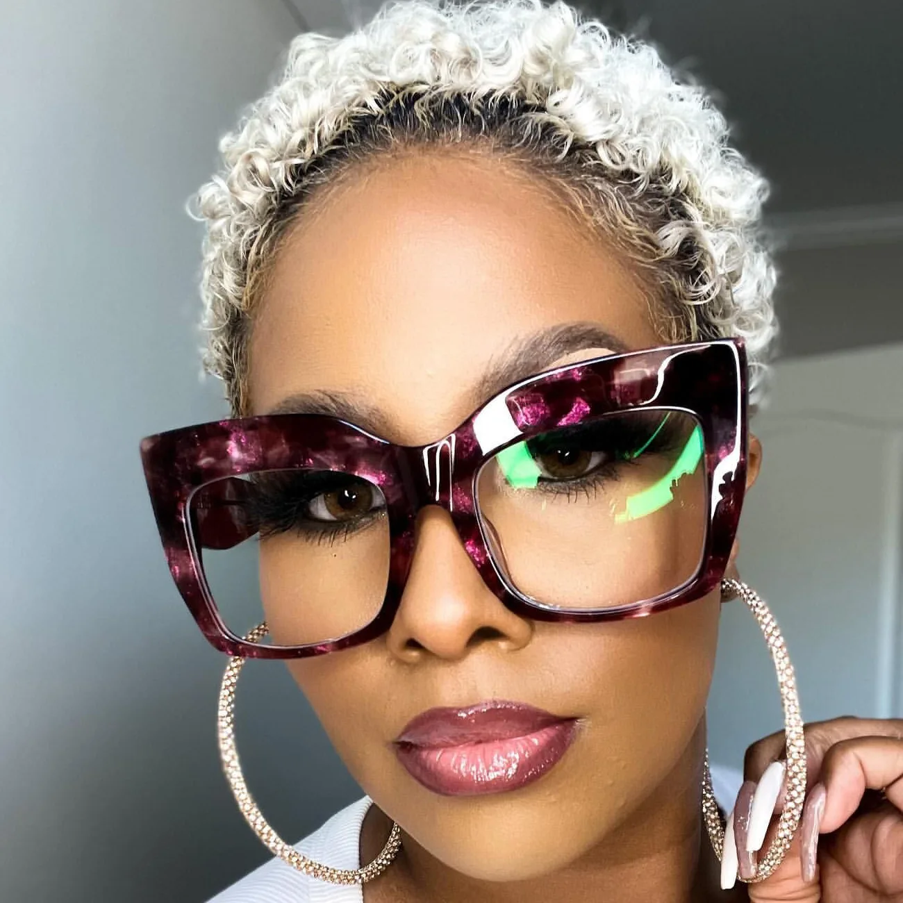 Большие квадратные очки искусственные кошачий глаз с защитой от синего света