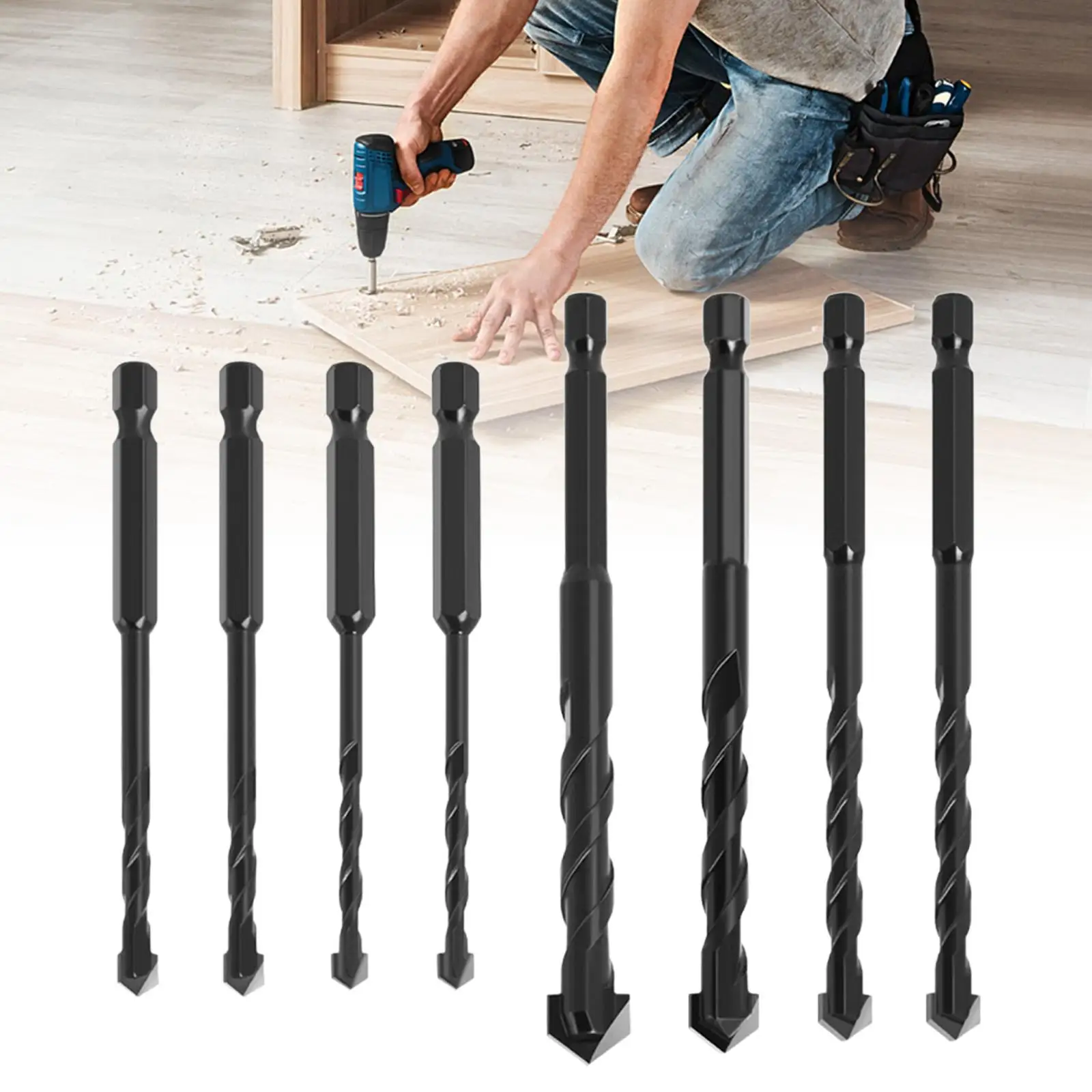 

8 Pieces Alloy Jobber Drill Bits Metric 1/4 inch Hex Shank General Purpose Straight Twist Drill Bit Set for Iron, Wood, Aluminum
