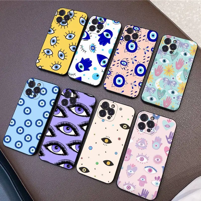 

Evil Eye Art Phone Case Silicone Soft for iphone 14 13 12 11 Pro Mini XS MAX 8 7 6 Plus X XS XR Cover