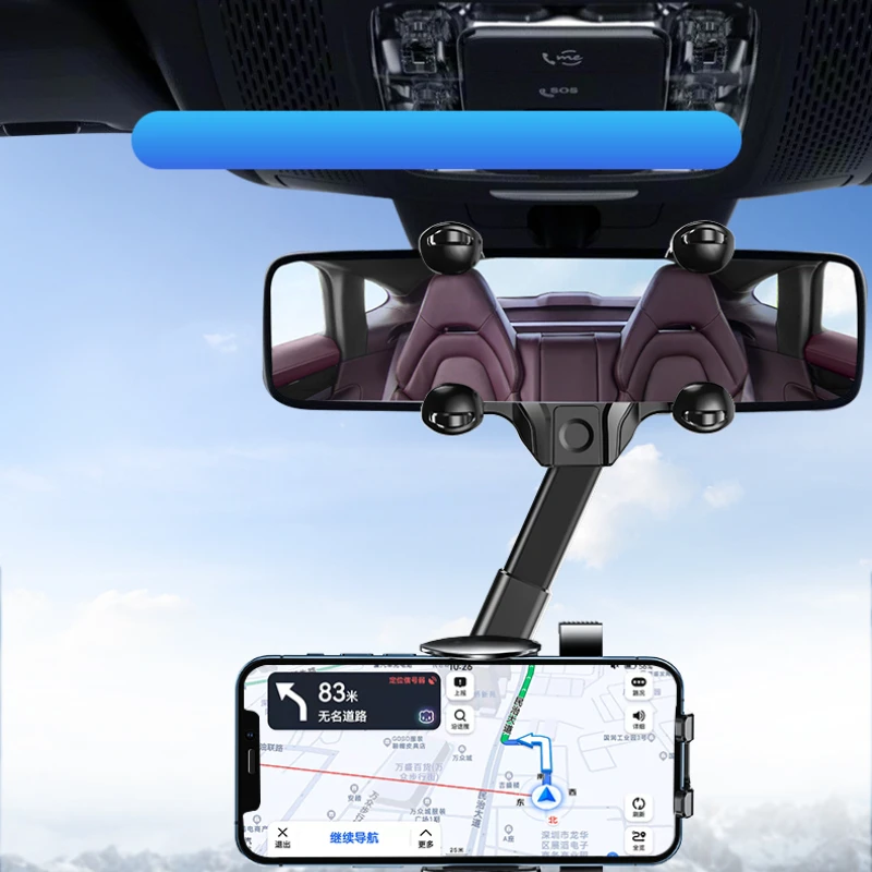 

2022 New Car Bracket Mobile Phone Car Rearview Mirror Dedicated Mobile Phone Bracket Navigation Multi-function 360° Rotation