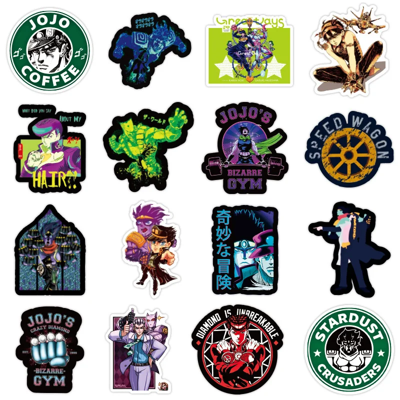 

200pcs JoJo's Bizarre Adventure Sticker Pack Guitar Skateboard Waterproof Sticker Cute Anime Stickers Phone Case Laptop Sticker