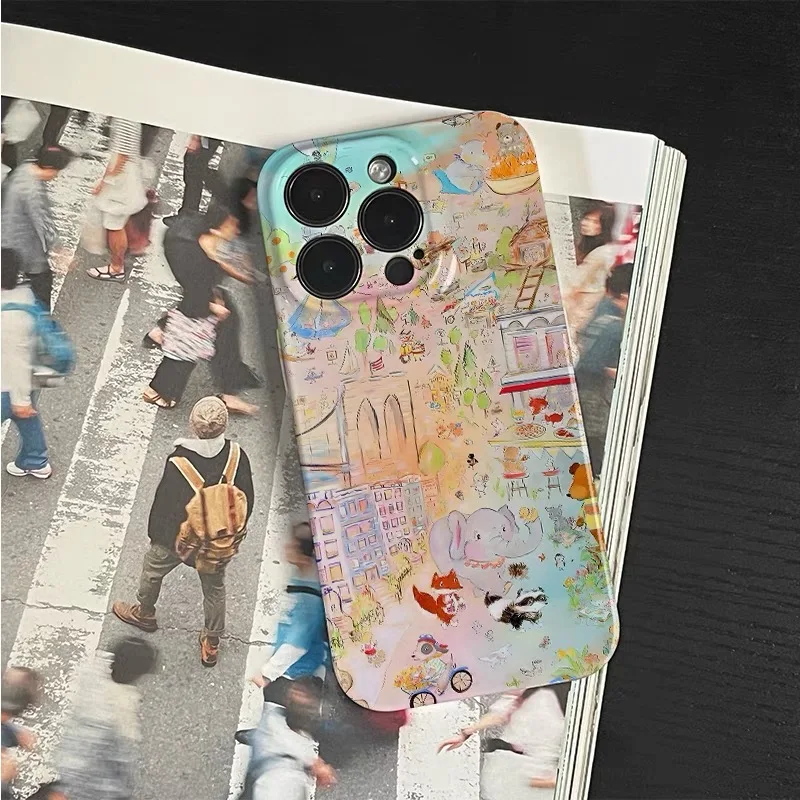 Чехол Illustration Art of Animal Park для iPhone 16 15 14 PLUS 13 Pro Max 12 11 XR противоударный защитный