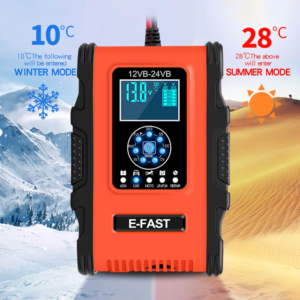 

Полностью автоматическое автомобильное зарядное устройство для аккумуляторов 12 В 24 В, умное зарядное устройство из АБС-пластика, защита от ...